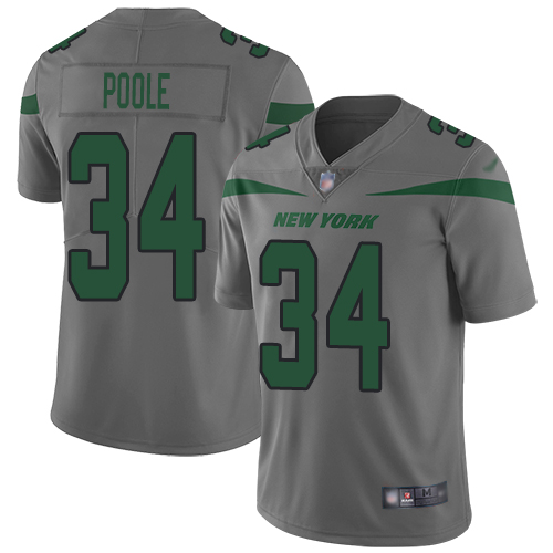 New York Jets Limited Gray Youth Brian Poole Jersey NFL Football #34 Inverted Legend->->Youth Jersey